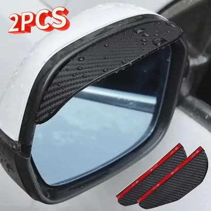 2PCS Universal Auto Rear View Mirror Rainy Shield Guard Car Rearview Mirror Rain Eyebrow Carbon Fiber Sun Visor Shade Cover