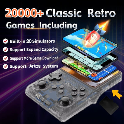 R36S Retro Game Console Handheld Video Arkos 2.0 System 3.5 Inch Single Card Portable Pocket Video Player 64GB 128GB 20000 Games