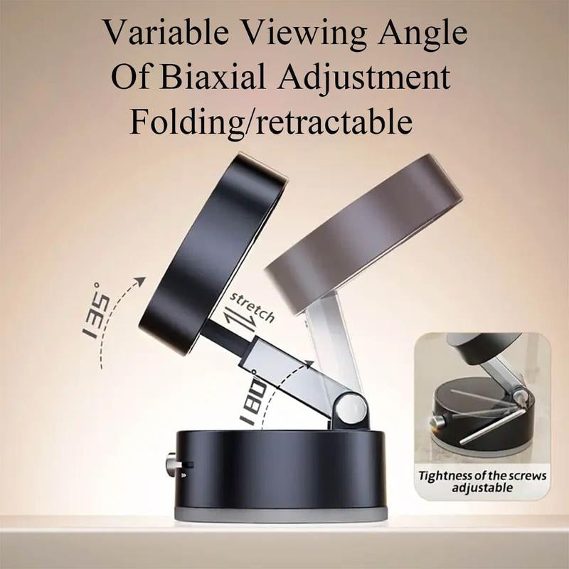 Foldable Magnetic Phone Stand ，Vacuum Magnetic Suction Phone Holder, Magnetic Suction Phone Mount, 360°Rotatable Vacuum Magnetic Phone Stand, Foldable and Retractable Double-Sided Magnetic Phone Holder for All Phones (Black)