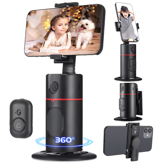 Auto Face Tracking Tripod, Smart Tracking Tripod with Remote for Vlog/Tik Tok, 360° Rotation Body Phone Camera Mount, No App