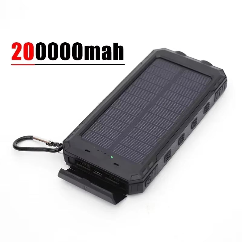 200000Mah Solar Power Bank Portable Large Capacity Charger Compatible with IOS Android USB-A and USB-C Fast Charging
