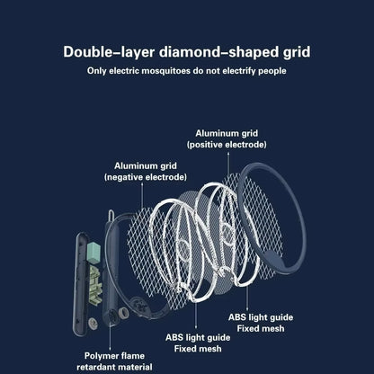 Upgraded 4 in 1 Electric Mosquito Killer Foldable Handheld Bug Zapper USB Rechargeable Fly Swatter with UV Light Trap Insect